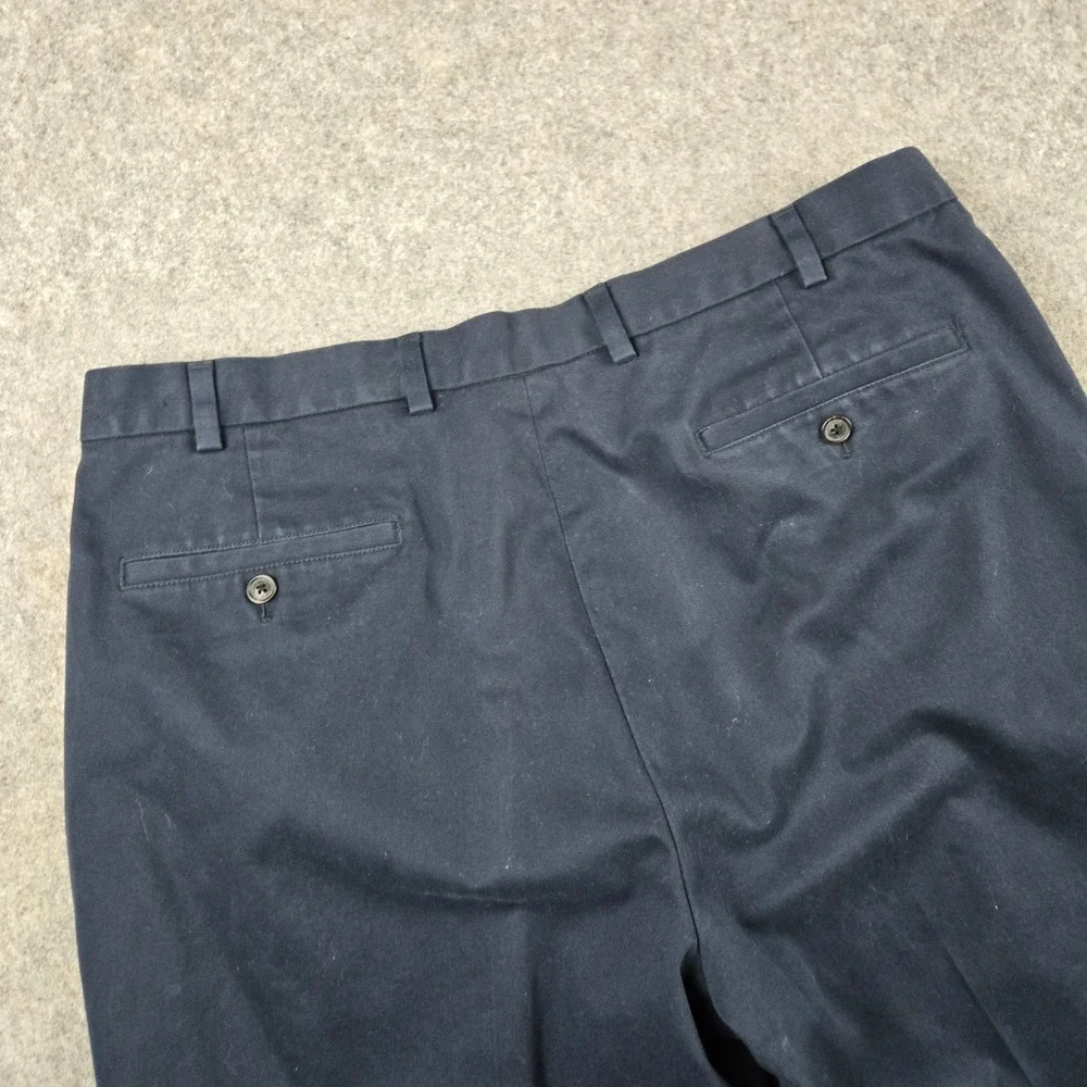 Brooks Brothers Elliot Chino Pants Mens 38x32 Navy Blue Pleated Cuff Trousers